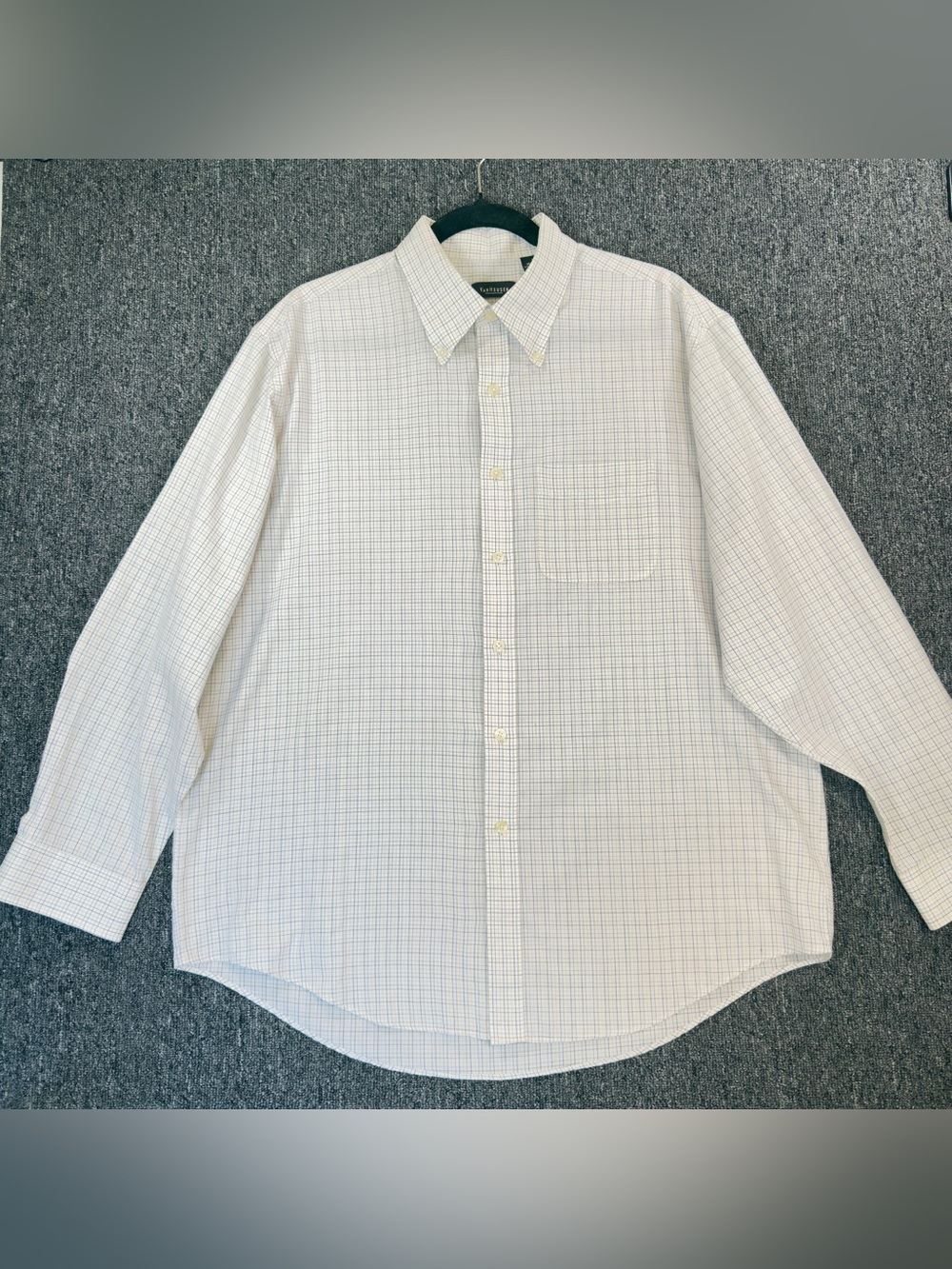 Van Heusen Men’s White Shirt with Blue Check Pattern